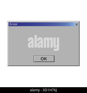 Error message box. System alert window. Gray failure popup. Minimal warning screen. Stock Vector