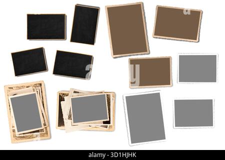 Set of old photos  isolated on white background Stock Photo