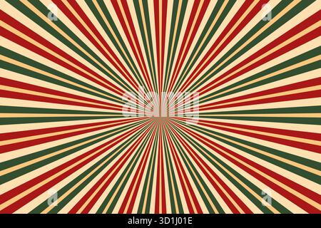 Christmas background with rays. Wavy red and green swirling rays Stock Vector