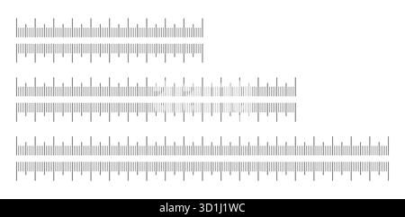 Metric ruler icons. Chart 10, 15, 20 centimeters. Set of scales for ruler in centimeters. Measuring tools. Metrics indicators cm. Measuring scale Stock Vector