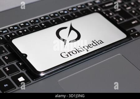 In this photo illustration, the Grokipedia logo is seen displayed on a smartphone screen. Stock Photo