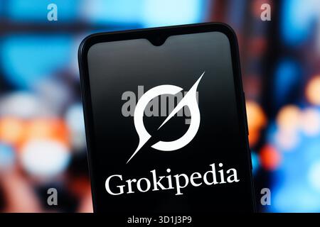 In this photo illustration, the Grokipedia logo is seen displayed on a smartphone screen. Stock Photo