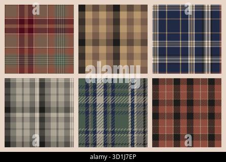 Tartan Plaid Seamless Patterns Bundle. Retro tiles Stock Vector