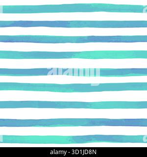 Beautiful seamless pattern with horizontal blue watercolor stripes. hand painted brush strokes, striped background. Vector illustration Stock Vector