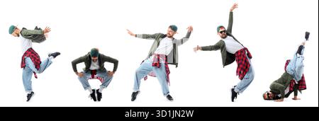Set of male hip-hop dancer on white background Stock Photo