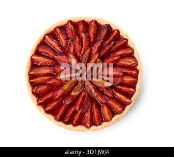 Tasty plum pie on white background Stock Photo
