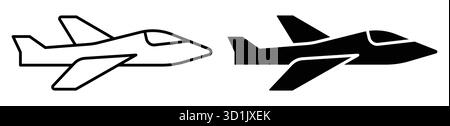 This image features two airplane silhouettes, one in white and the other in black, showcasing a minimalist design ideal for aviation-related projects. Stock Vector