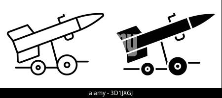 Illustrative rocket designs featuring an outline and solid style, ideal for various projects. Suitable for icons, graphics, and educational materials Stock Vector