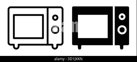 Stylish and modern representation of a microwave oven in outline and solid form. Ideal for kitchen-related designs, cooking themes, and appliance illu Stock Vector