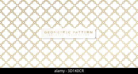 Seamless geometric islamic pattern in gold color isolated white backgrounds for fabric, cover, wrapping papers, Fashionable modern wallpaper Stock Vector
