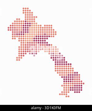 Laos dotted map. Digital style map of the country on white background. Laos shape with circle dots. Colored dots style. Large size circles. Stock Vector