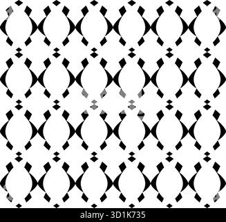 Seamless Black Geometric Pattern with Ogee and Small Diamond Shapes Stock Vector