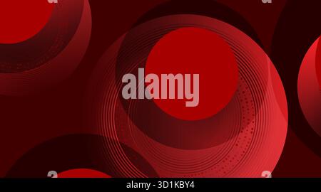 Geometric technology background with dark red circles and dotted lines. Vector minimal design Stock Vector