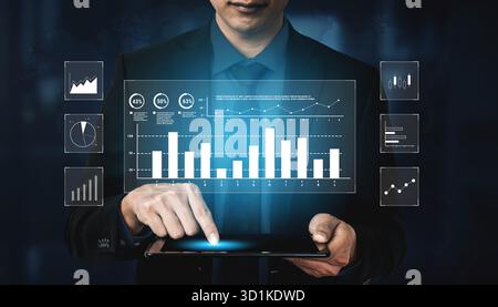 An interface for financial data analysis and stock market reporting. A collection of charts for tracking trends, performance, and investment data Stock Photo