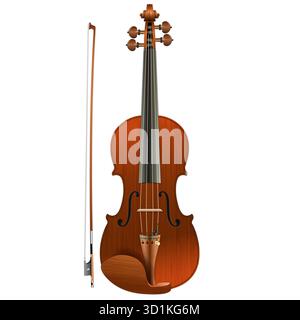 Orchestral violin, musical instrument, graphic illustration Stock Photo
