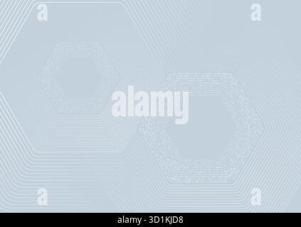 Light blue minimal geometric design with abstract linear and dotted hexagons. Vector brochure, template background Stock Vector