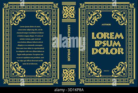 Elaborate book cover design featuring gold foil embossing is being displayed. Hand drawn illusration Stock Vector