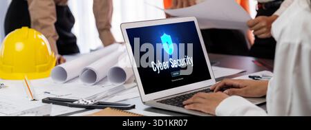 Cyber security system on computer screen protect private information brisk from hacker and cyber attack Stock Photo