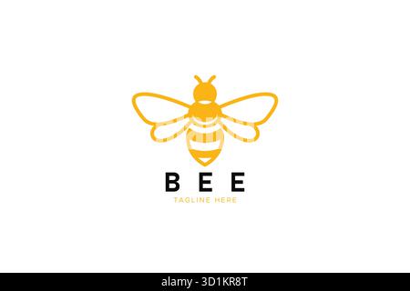 Honey Bee Logo Yellow Abstract Illustration Sign Symbol Modern Style and Creative Idea Stock Vector