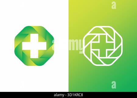 Medical Logo Sign Symbol Modern Brand Business Healthcare Fresh Green Color Stock Vector