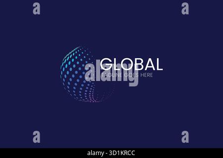 Global Software App Business Logo with Halftone Sphere Style Concept Stock Vector