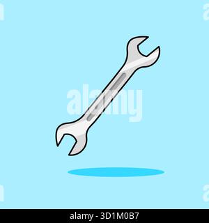 Flat Style Wrench Tool Vector Illustration Cartoon Design Stock Vector