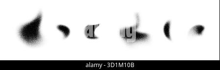 Fluid abstract shapes with grainy gradients and spray textures flow across the background. Halftone dots, paint splashes, and soft shadows give depth Stock Vector