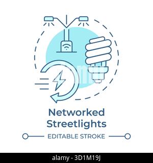 Networked streetlights soft blue concept icon Stock Vector