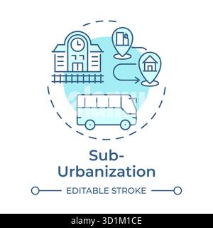 Suburbanization soft blue concept icon Stock Vector