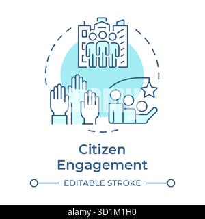 Citizen engagement soft blue concept icon Stock Vector