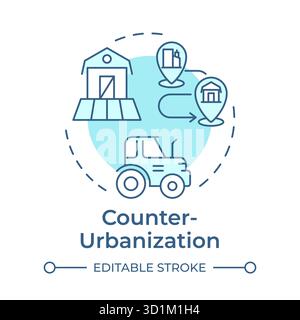 Counterurbanization soft blue concept icon Stock Vector