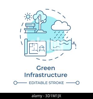 Green Infrastructure soft blue concept icon Stock Vector