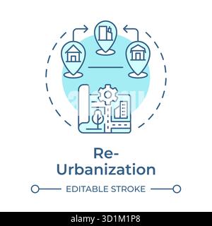 Reurbanization soft blue concept icon Stock Vector