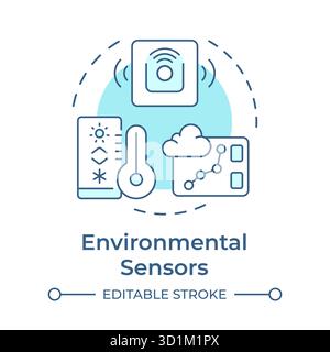 Environmental sensors soft blue concept icon Stock Vector