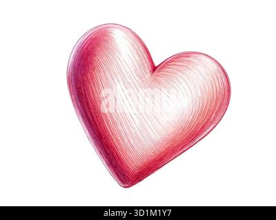 red pink love Heart shape sketch illustration symbol icon Stock Photo