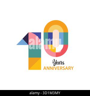 10th years of anniversary modern design. Stock Vector