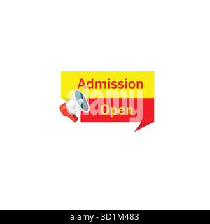 Admission open label with megaphone Stock Vector