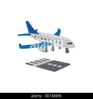 Vector illustration of airplane arriving Stock Vector