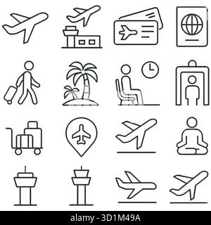Air travel vector icon set. Stock Vector