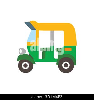Indian Auto Rickshaw isolated on white background. Stock Vector