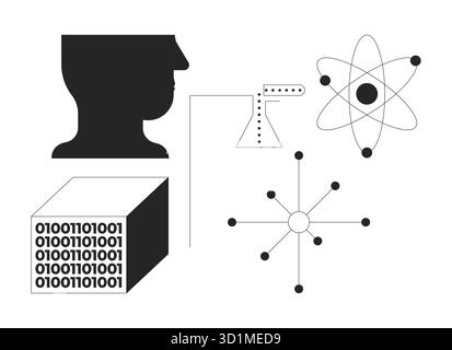 Science research and data 2D line objects set Stock Vector