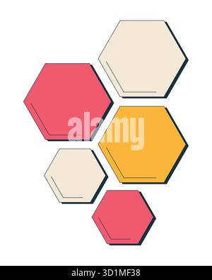 Hexagonal wall decor tiles 2D cartoon object Stock Vector