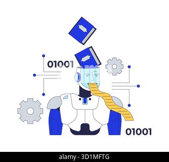 Artificial intelligence and copyright infringement 2D illustration concept Stock Vector