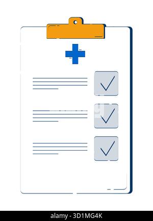 Medical checklist clipboard 2D doodle object Stock Vector