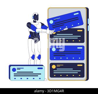 AI algorithms in digital content sorting 2D illustration concept Stock Vector