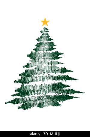 Hand sketch Christmas tree and star. Vector illustration Stock Vector ...