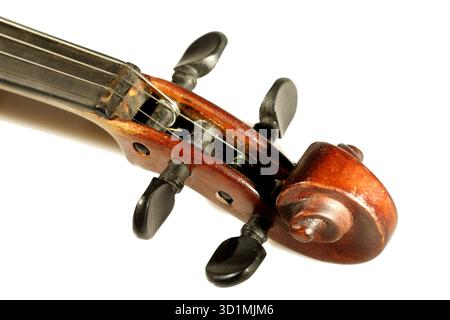 Violin scroll isolated on white background Stock Photo