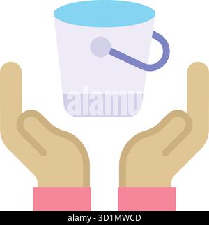 Volunteers with Buckets icon vector image. Suitable for mobile apps, web apps and print media. Stock Vector