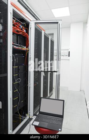 Modern interior of server room, Super Computer Stock Photo