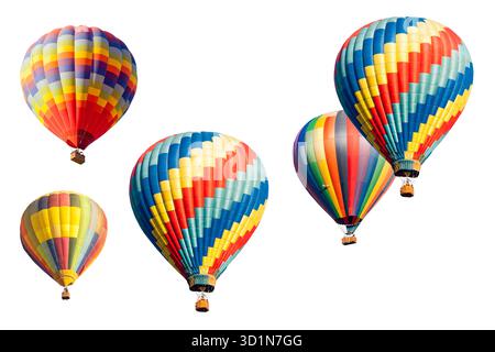 A Colorful Set of Hot Air Balloons Isolated on a White Background Stock ...